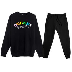 Queers Take Cares Of Each Others LGBT Pride Gay Lesbian Premium Crewneck Sweatsuit Set