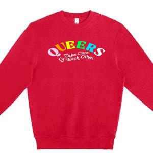 Queers Take Cares Of Each Others LGBT Pride Gay Lesbian Premium Crewneck Sweatshirt