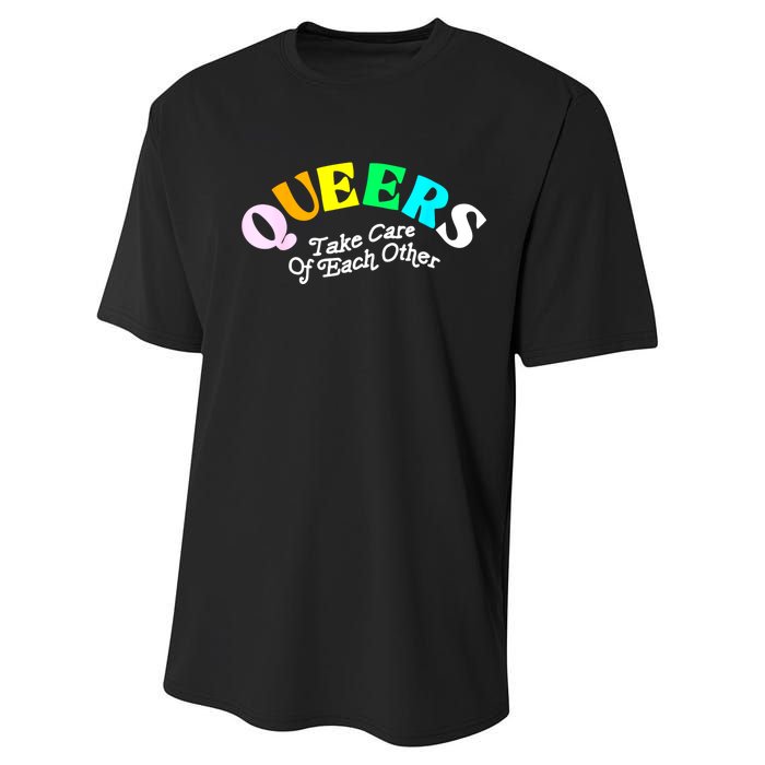 Queers Take Cares Of Each Others LGBT Pride Gay Lesbian Performance Sprint T-Shirt