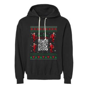 Qr Trump Dance Code President Dance Code Christmas Dance Fun Garment-Dyed Fleece Hoodie