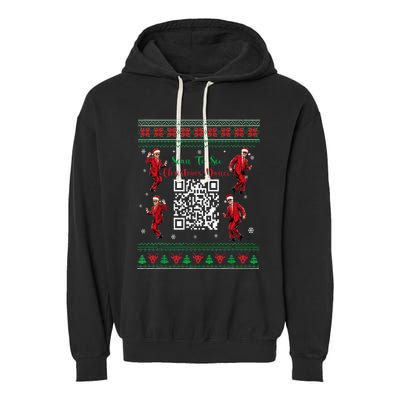 Qr Trump Dance Code President Dance Code Christmas Dance Fun Garment-Dyed Fleece Hoodie