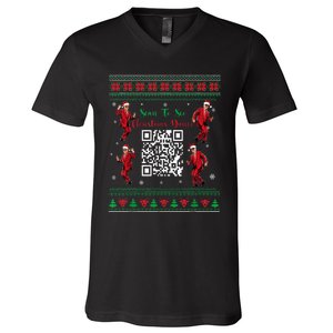 Qr Trump Dance Code President Dance Code Christmas Dance Fun V-Neck T-Shirt