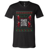 Qr Trump Dance Code President Dance Code Christmas Dance Fun V-Neck T-Shirt