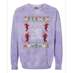 Qr Trump Dance Code President Scan For Instruction Christmas Colorblast Crewneck Sweatshirt