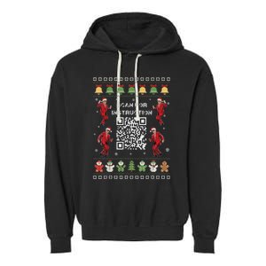 Qr Trump Dance Code President Scan For Instruction Christmas Garment-Dyed Fleece Hoodie