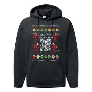 Qr Trump Dance Code President Scan For Instruction Christmas Performance Fleece Hoodie