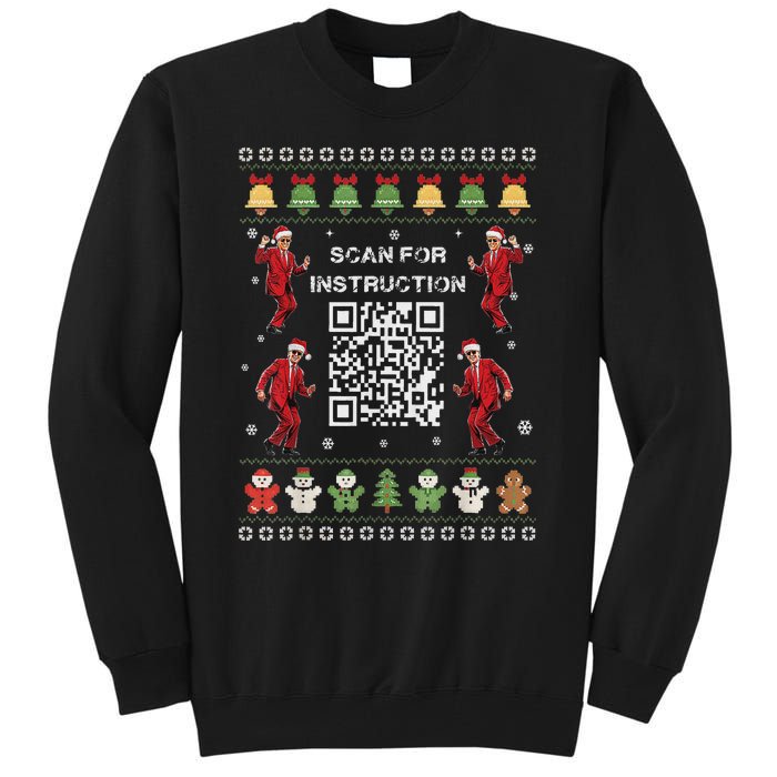 Qr Trump Dance Code President Scan For Instruction Christmas Tall Sweatshirt