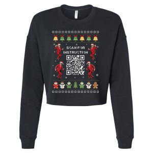 Qr Trump Dance Code President Scan For Instruction Christmas Cropped Pullover Crew