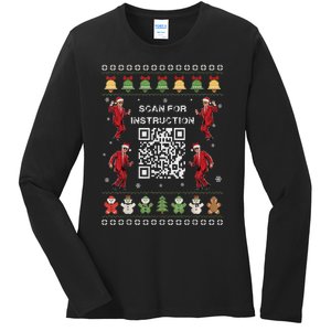 Qr Trump Dance Code President Scan For Instruction Christmas Ladies Long Sleeve Shirt