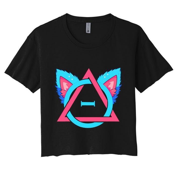 Quadrobics Therian Ears And Paws Therianthropy Quads Women's Crop Top Tee