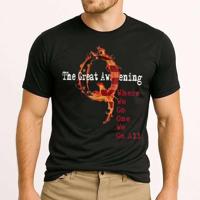 QAnon The Great Awakening American Flag Rabbit Gift Cooling Performance Crew T-Shirt