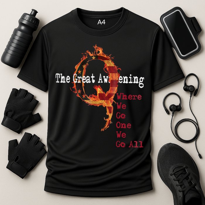 QAnon The Great Awakening American Flag Rabbit Gift Cooling Performance Crew T-Shirt