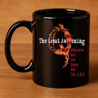 QAnon The Great Awakening American Flag Rabbit Gift 11oz C Handle Ceramic Mug