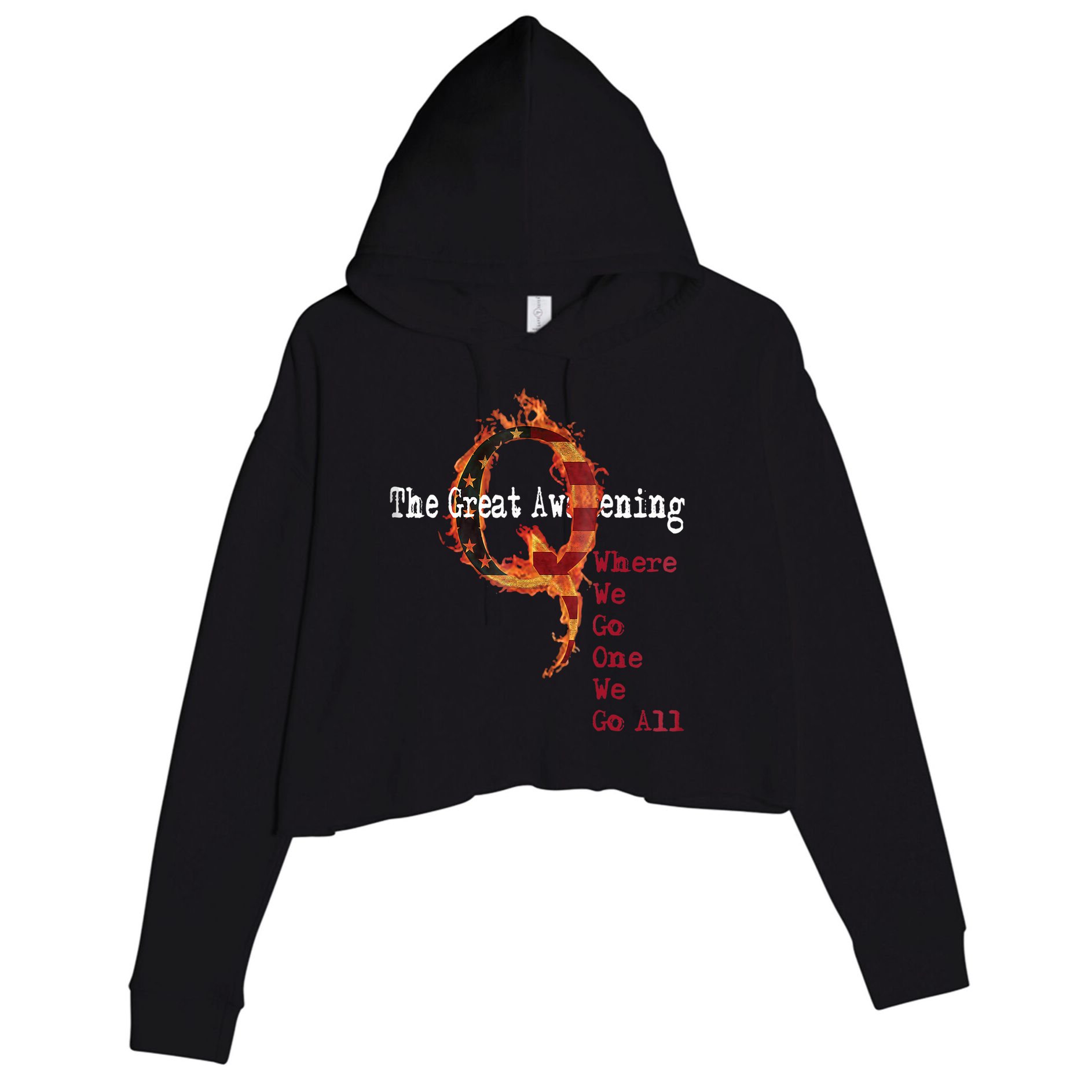 QAnon The Great Awakening American Flag Rabbit Gift Crop Fleece Hoodie