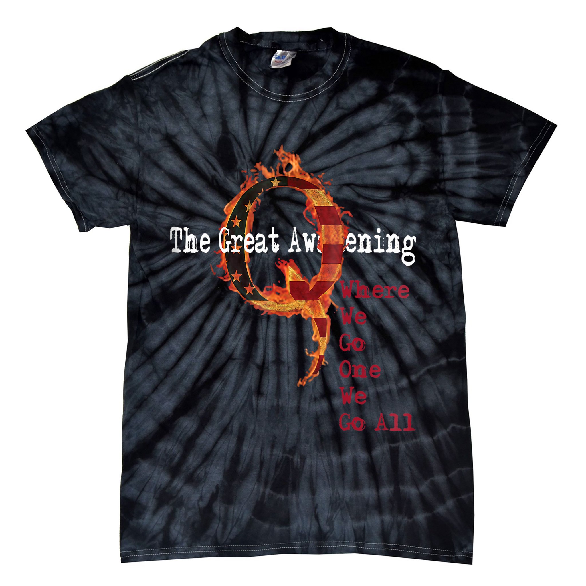 QAnon The Great Awakening American Flag Rabbit Gift Tie-Dye T-Shirt