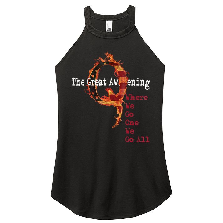 QAnon The Great Awakening American Flag Rabbit Gift Women's Perfect Tri Rocker Tank