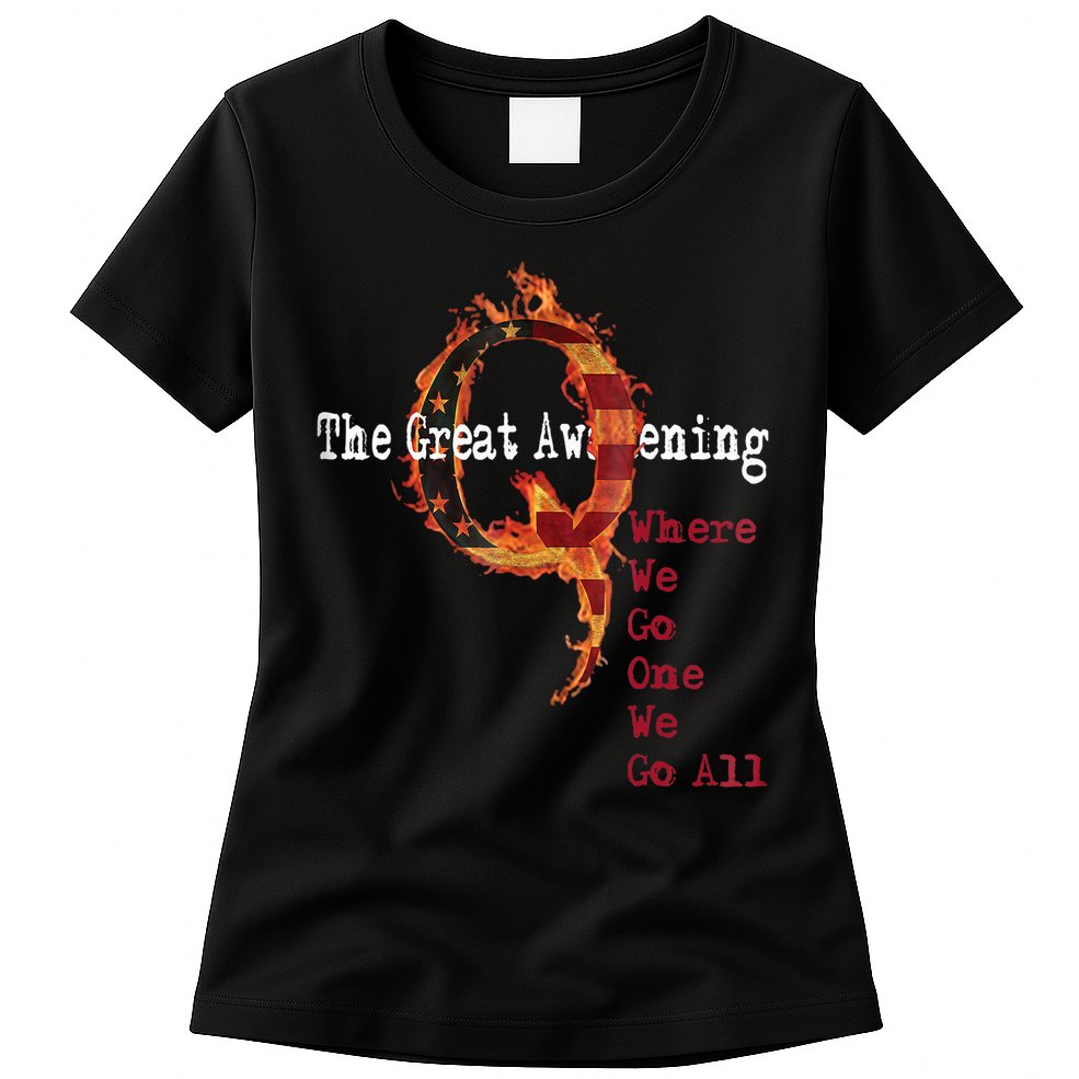 QAnon The Great Awakening American Flag Rabbit Gift Womens T-Shirt