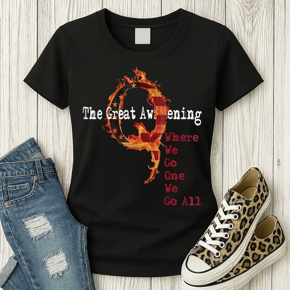 QAnon The Great Awakening American Flag Rabbit Gift Womens T-Shirt