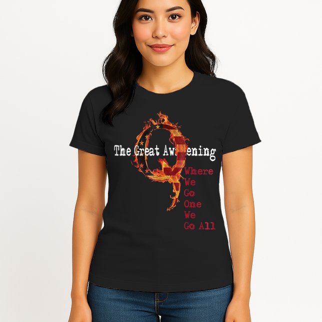 QAnon The Great Awakening American Flag Rabbit Gift Womens T-Shirt