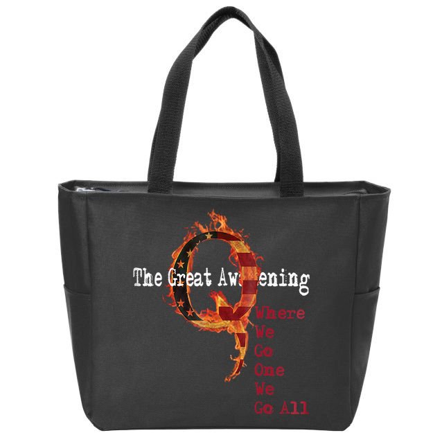 QAnon The Great Awakening American Flag Rabbit Gift Zip Tote Bag