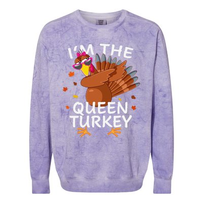 Queen Turkey Matching Outfit Thanksgiving Pajamas Family Colorblast Crewneck Sweatshirt