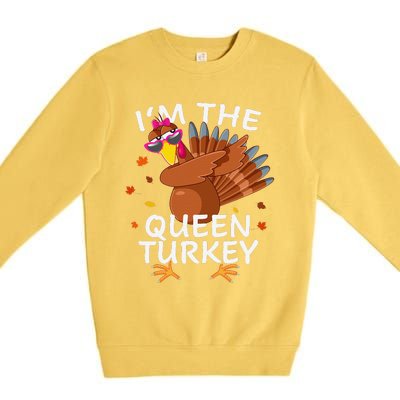 Queen Turkey Matching Outfit Thanksgiving Pajamas Family Premium Crewneck Sweatshirt