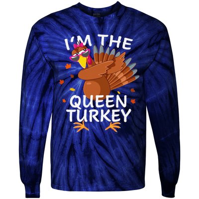 Queen Turkey Matching Outfit Thanksgiving Pajamas Family Tie-Dye Long Sleeve Shirt