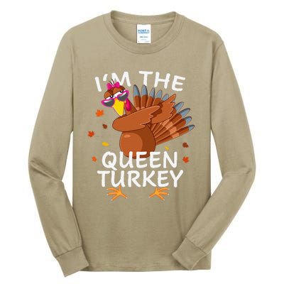 Queen Turkey Matching Outfit Thanksgiving Pajamas Family Tall Long Sleeve T-Shirt