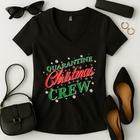 Quarantine Christmas Crew Matching Family Women's V-Neck T-Shirt