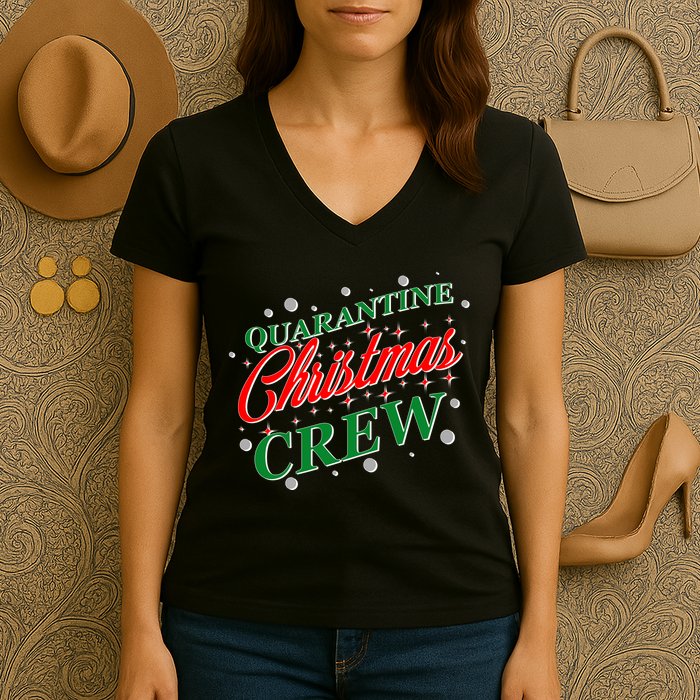 Quarantine Christmas Crew Matching Family Women's V-Neck T-Shirt