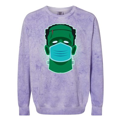 Quarantine Frankenstein With Mask Colorblast Crewneck Sweatshirt