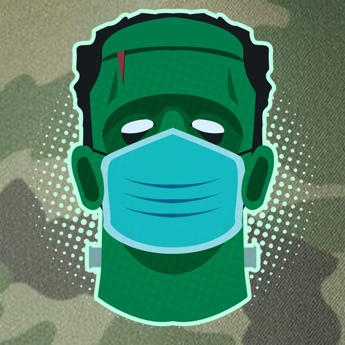 Quarantine Frankenstein With Mask Legacy Tie Dye Trucker Hat