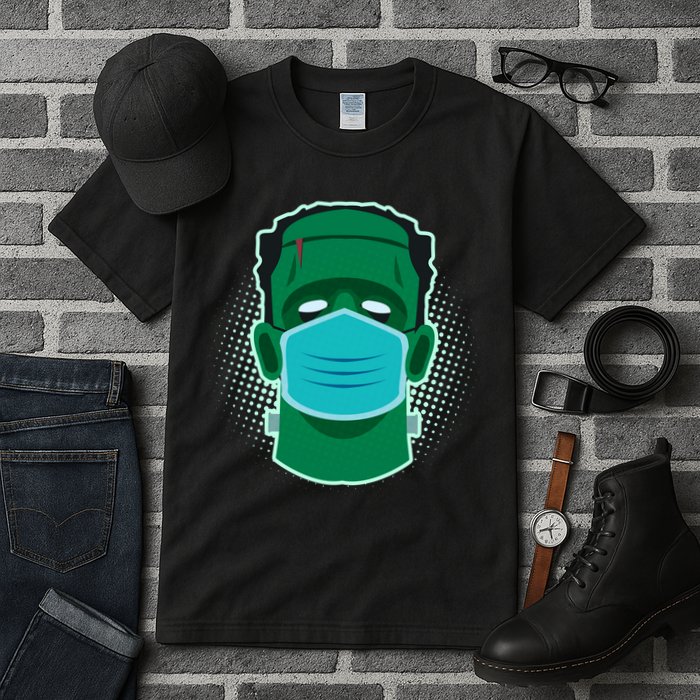 Quarantine Frankenstein With Mask Tall T-Shirt