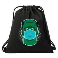 Quarantine Frankenstein With Mask Drawstring Bag