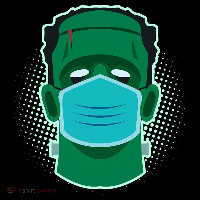 Quarantine Frankenstein With Mask Drawstring Bag