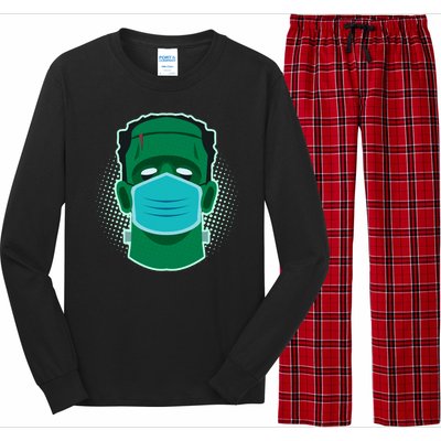 Quarantine Frankenstein With Mask Long Sleeve Pajama Set