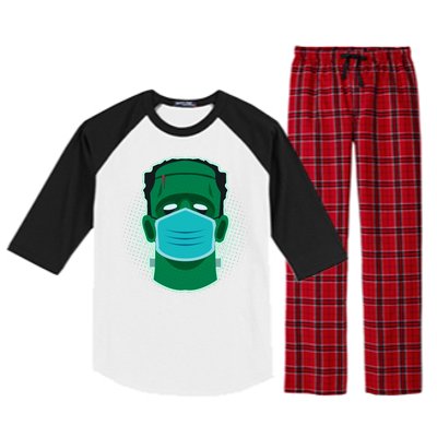 Quarantine Frankenstein With Mask Raglan Sleeve Pajama Set