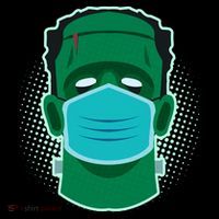Quarantine Frankenstein With Mask 16 in Basic Backpack