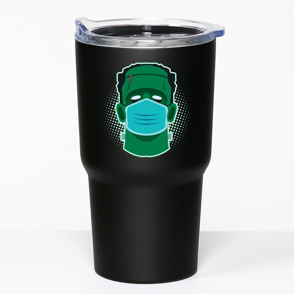Quarantine Frankenstein With Mask Tumbler