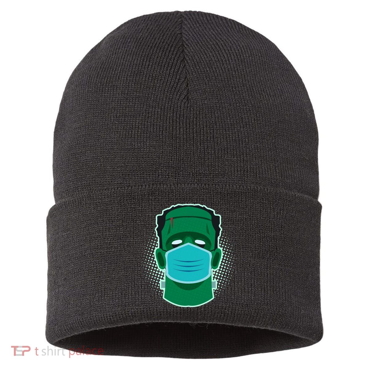 Quarantine Frankenstein With Mask Sustainable Knit Beanie