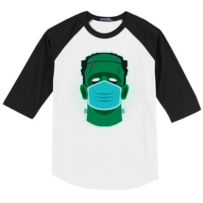 Quarantine Frankenstein With Mask Baseball Sleeve Shirt