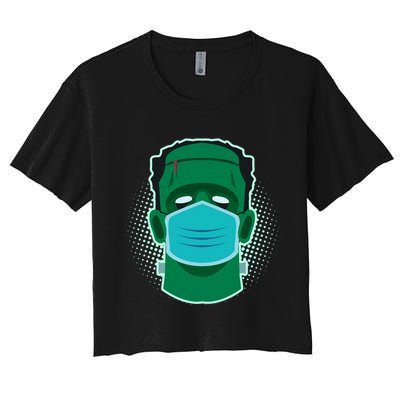 Quarantine Frankenstein With Mask Crop Top