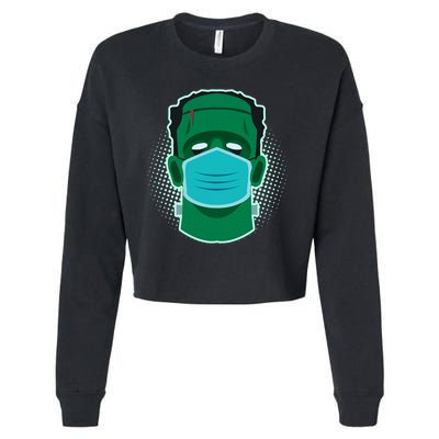 Quarantine Frankenstein With Mask Cropped Pullover Crew