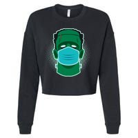 Quarantine Frankenstein With Mask Cropped Pullover Crew