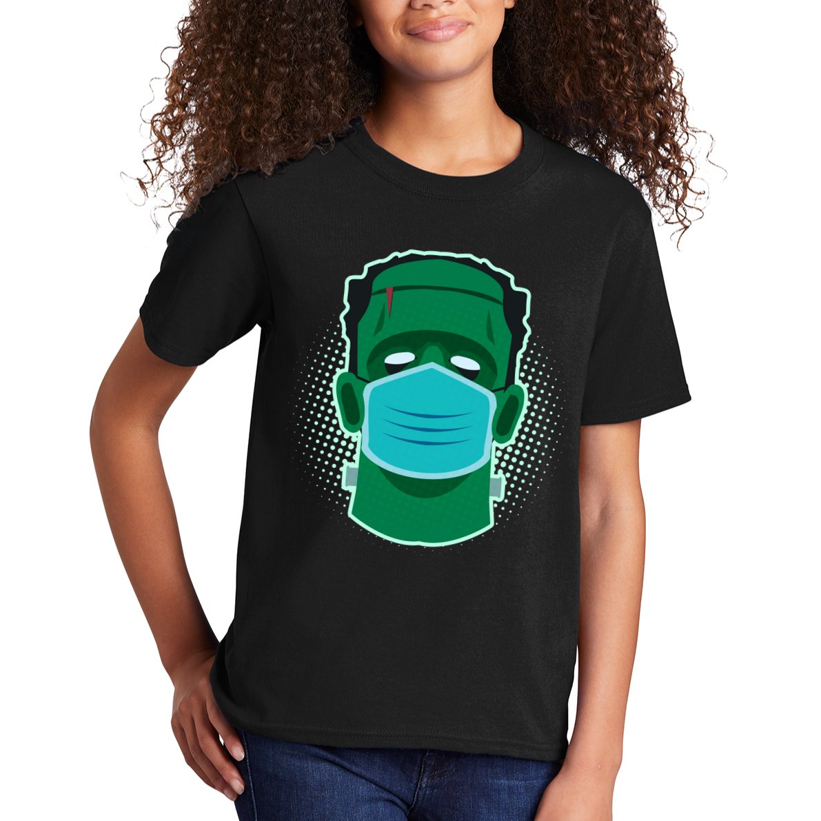 Quarantine Frankenstein With Mask Kids T-Shirt