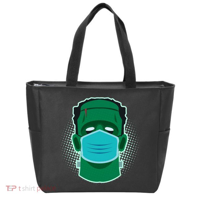 Quarantine Frankenstein With Mask Zip Tote Bag