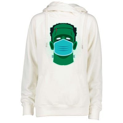 Quarantine Frankenstein With Mask Womens Funnel Neck Pullover Hood