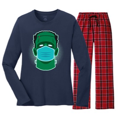 Quarantine Frankenstein With Mask Women's Long Sleeve Flannel Pajama Set 