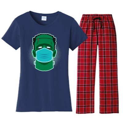 Quarantine Frankenstein With Mask Women's Flannel Pajama Set