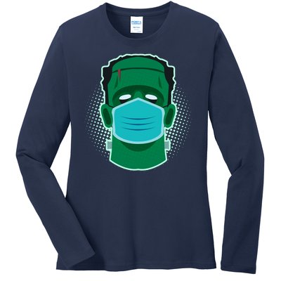 Quarantine Frankenstein With Mask Ladies Long Sleeve Shirt